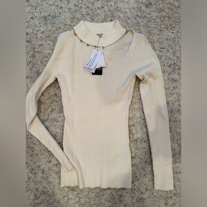 GUESS NWT Holly beaded cutout sweater top